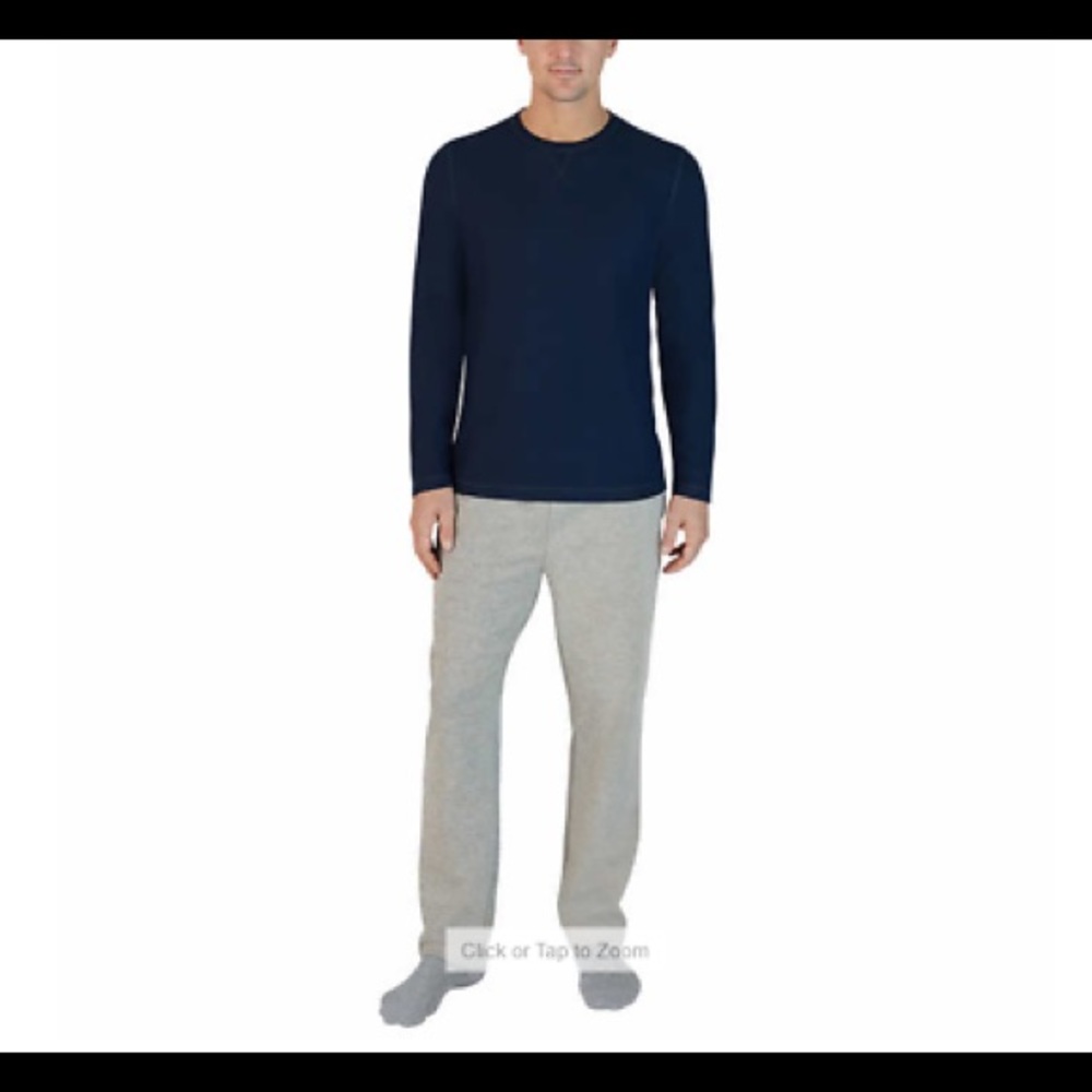 Eddie Bauer Men’s Top & Bottom Lounge Set, Navy / Gray size large - Picture 2 of 8
